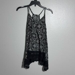 Mossimo Supply Co Women Sleeveless Black Print Tank Top size XS.